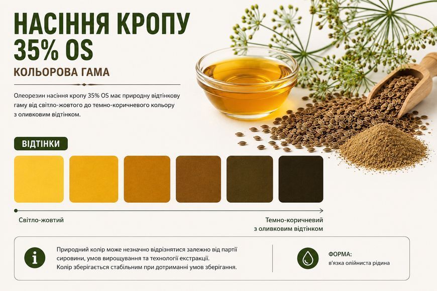Олеорезин "Насіння Кропу 35% VS" &mdash; натуральний екстракт (концентрат) для надання смаку, аромату та кольору харчовим продуктам. OLI 0000 фото