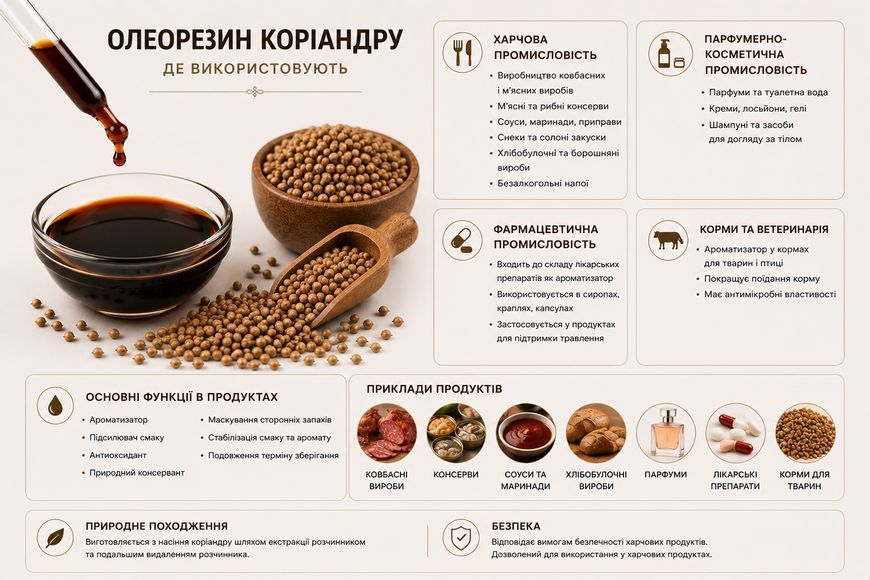 Олеорезин "Коріандру 40% OS" &mdash; натуральний екстракт (концентрат) для надання смаку, аромату та кольору харчовим продуктам. OLI1013 фото