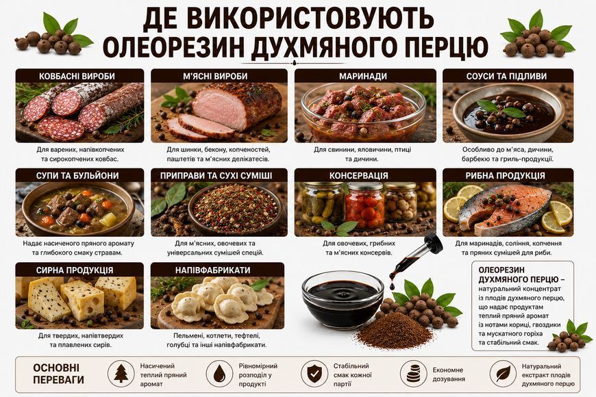 Олеорезин "Духмяного перцю 40% OS" &mdash; натуральний екстракт (концентрат) для надання смаку, аромату та кольору харчовим продуктам. OLI1006 фото