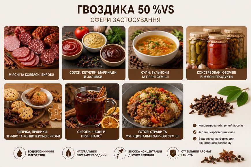Олеорезин "Гвоздики 50% VS" &mdash; натуральний екстракт (концентрат) для надання смаку, аромату та кольору харчовим продуктам. OLI0006 фото
